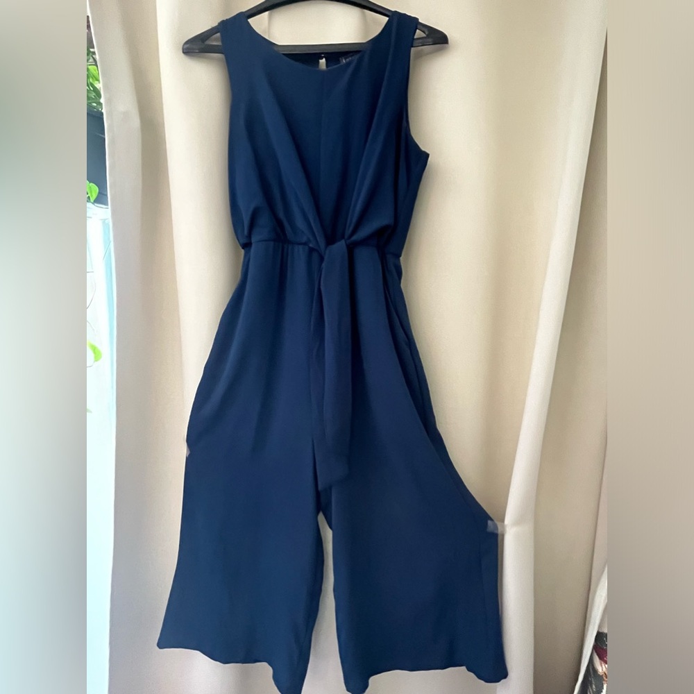 Luxology Navy Blue Jumpsuit Wide-leg, Size 10. Gently used.